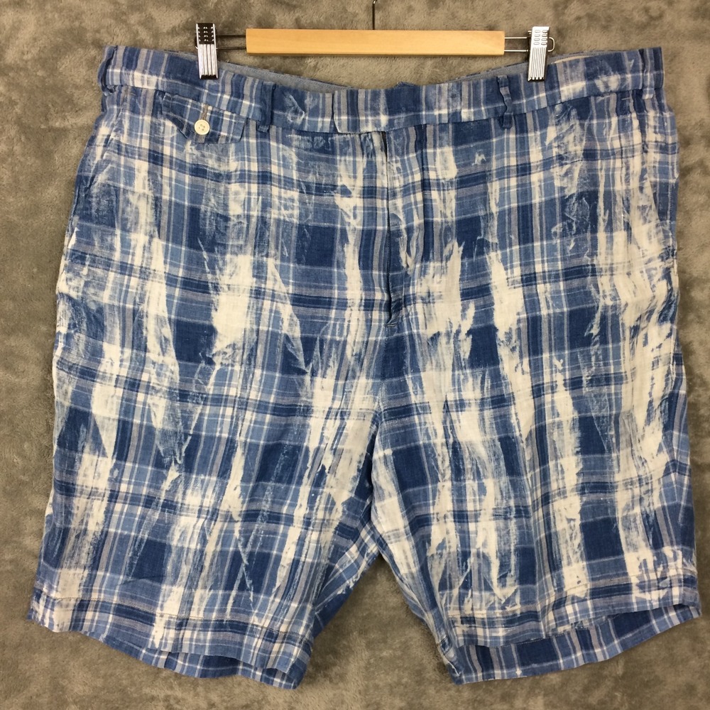Polo Ralph Lauren Shorts Mens 42 Linen Indian Madras Tie Dye‎ Summer NYC Blue